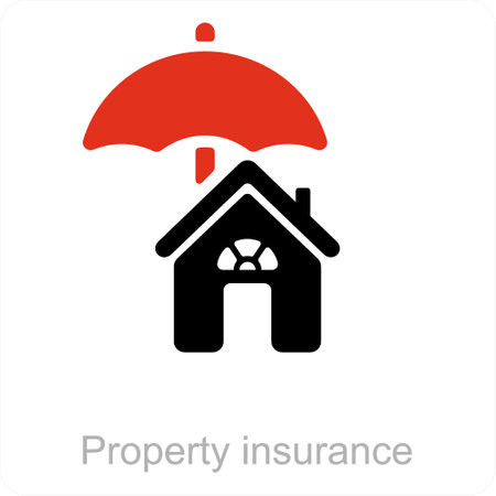 This is beautiful handcrafted pixel perfect Red and Black Filled Insurance icon.のイラスト素材