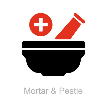 mortar and pestle and icon conceptのイラスト素材
