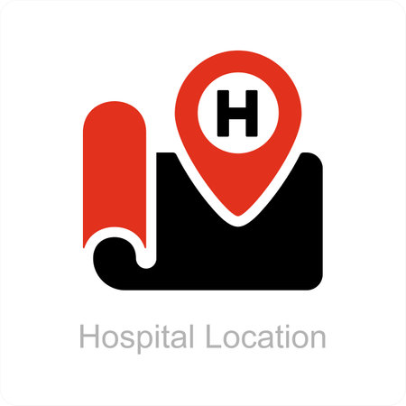 hospital location and pin icon conceptのイラスト素材