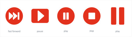 A set of 5 Arrows icons such as fast forward, pause
