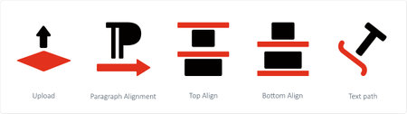 A set of 5 graphic tools icons such as Upload, Paragraph Alignmentのイラスト素材