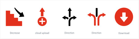 A set of 5 Arrows icons such as Decrease, cloud uploadのイラスト素材