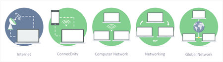 A set of 5 communication icons as internet, connectivity, computer networkのイラスト素材