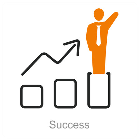 This is beautiful handcrafted pixel perfect Duo line Black and Orange Success iconのイラスト素材