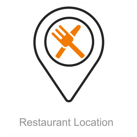 This is beautiful handcrafted pixel perfect Duo line Black and Orange Restaurant iconのイラスト素材