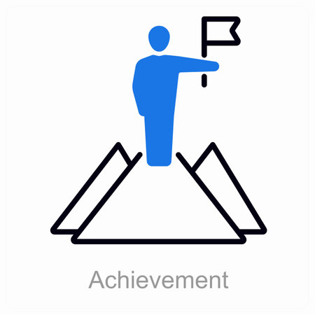This is beautiful handcrafted pixel perfect Duo line Black and blue Success iconのイラスト素材