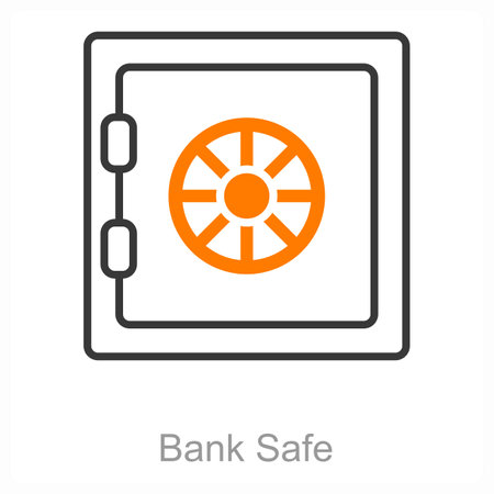 This is beautiful handcrafted pixel perfect duo line black and orange banking iconのイラスト素材