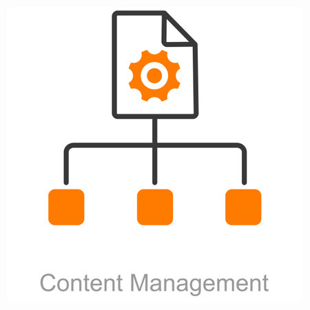 This is beautiful handcrafted pixel perfect duo line black and orange seo iconのイラスト素材