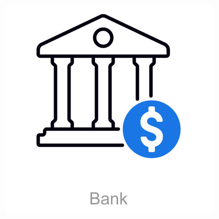 This is beautiful handcrafted pixel perfect duo line black and blue banking iconのイラスト素材