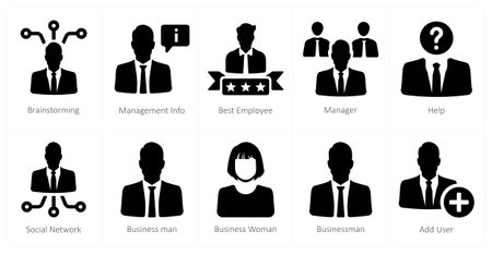 A set of 10 web marketing icons as brainstorming, management info, best employeeのイラスト素材