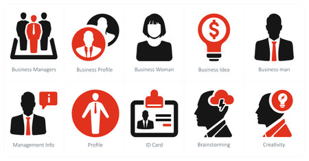 A set of 10 web marketing icons as business managers, business profile, business womanのイラスト素材