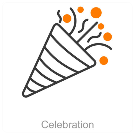 This is beautiful handcrafted pixel perfect black and orange Party and Celebration iconのイラスト素材