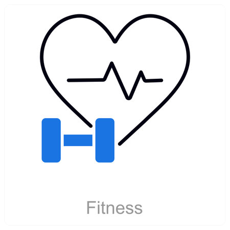 This is beautiful handcrafted pixel perfect duo line black and blue Sports and Fitness iconのイラスト素材