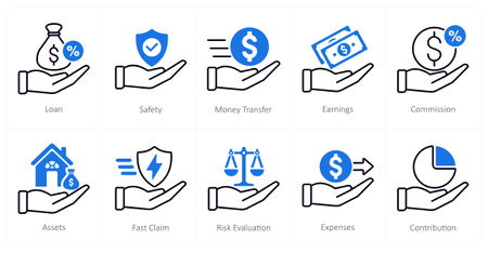 A set of 10 Mix icons as loan, safety, money transferのイラスト素材