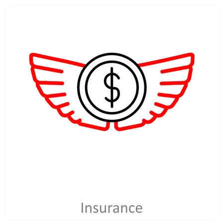 This is beautiful handcrafted pixel perfect red and black line insurance iconのイラスト素材