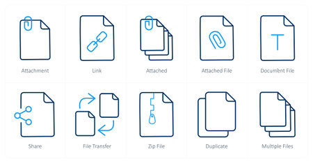 A set of 10 File icons as attachment, link, attachedのイラスト素材