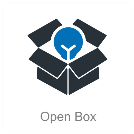Open Box and box icon conceptのイラスト素材