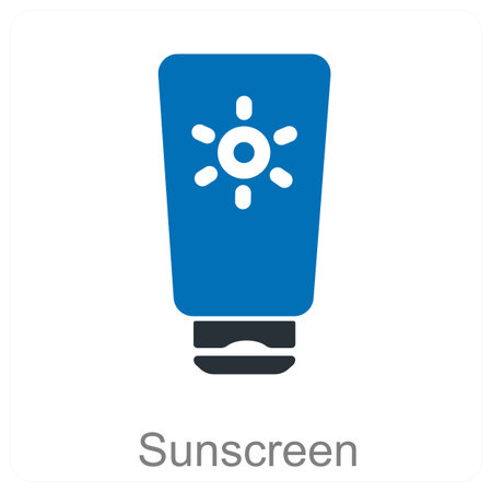 Sunscreen and uv icon concept