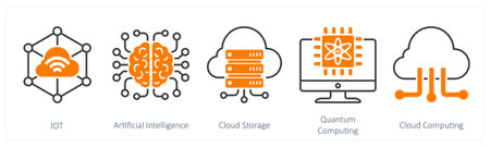 A set of 5 Technology icons as iot, artificial intelligence, cloud storage