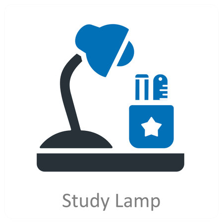 Study lamp and desk icon conceptのイラスト素材