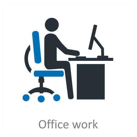 Office work and desk icon conceptのイラスト素材