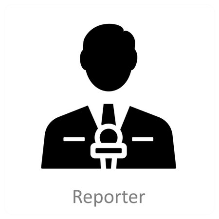 Reporter and camera icon conceptのイラスト素材