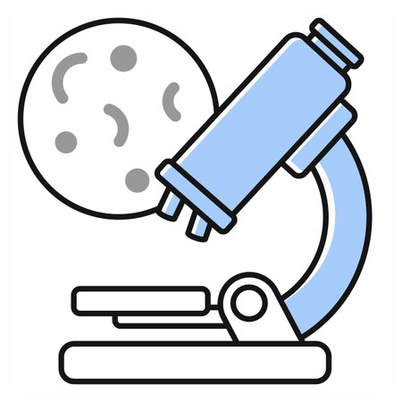 Microscope icon concept in grey colorのイラスト素材