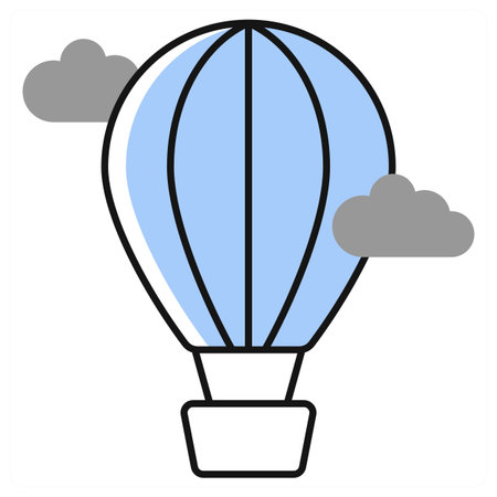 Hot Air Balloon icon concept in grey colorのイラスト素材