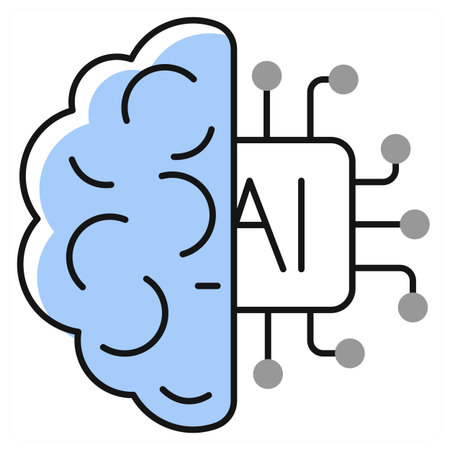 AI Brain icon concept in grey colorのイラスト素材