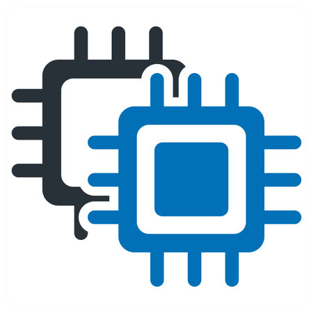 Processor icon concept in blue filled color