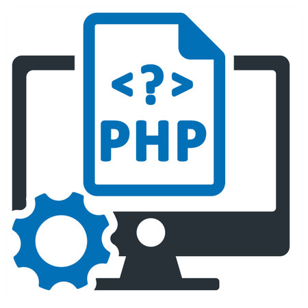 Php icon concept in blue filled color
