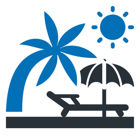 Vacation icon concept in blue filled color