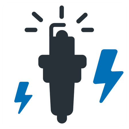 Spark Plug icon concept in blue filled color