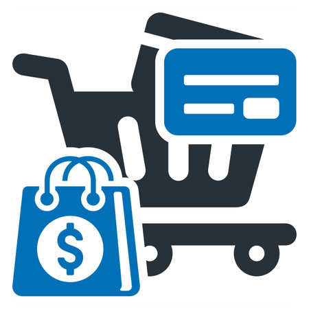 Shopping icon concept in blue filled colorのイラスト素材