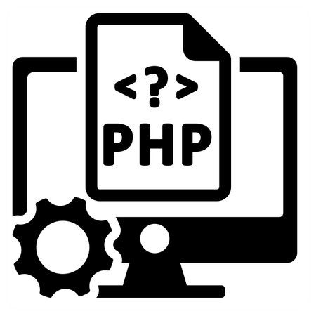 Php icon concept in blue filled color