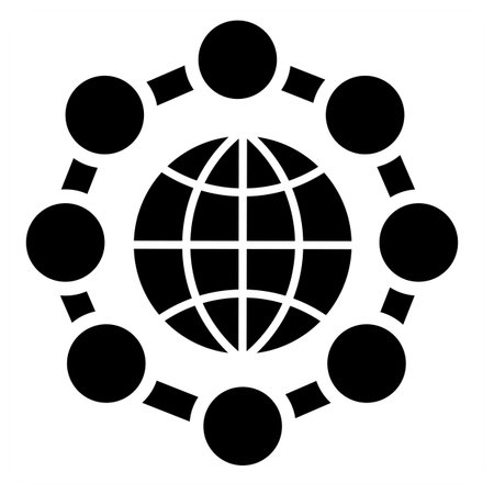 Global Networking icon concept in blue filled colorのイラスト素材