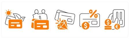 A set of 5 mix icons as eco, youth, premiumのイラスト素材