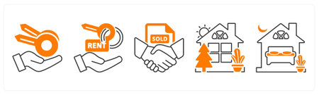 A set of 5 mix icons as pill timer, electronic records, ecg tracingのイラスト素材