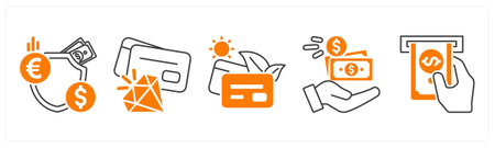 A set of 5 mix icons as no risk, premium, ecoのイラスト素材