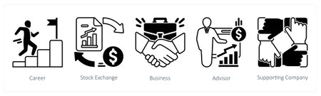 A set of 5 mix icons as career, stock exchange, businessのイラスト素材
