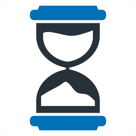 Sandglass icon concept in blue filled color