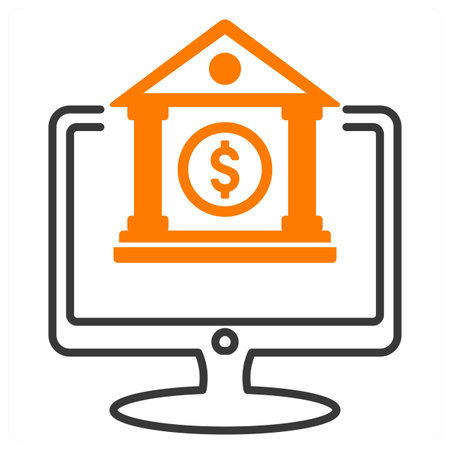 Bank and money icon concept in orange colorのイラスト素材