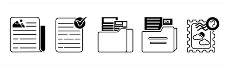 A set of 5 mix icons as news, approved document, folder