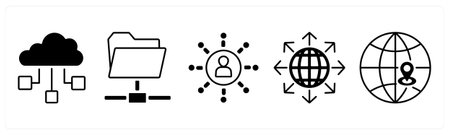 A set of 5 mix icons as cloud computing, folder, connectivity