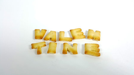 word crackers Valentine in white backgroundの写真素材