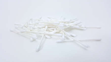clean cotton bud and white backdropの写真素材