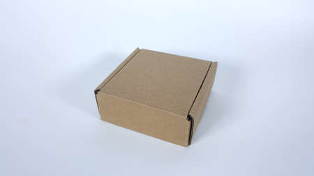 Brown box on white backgroundの写真素材