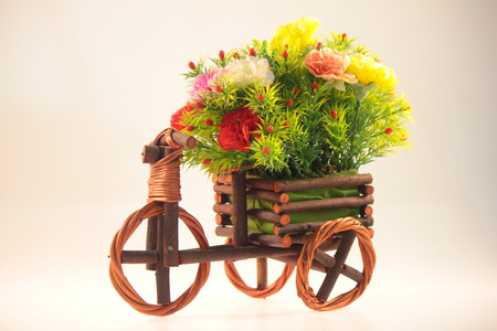 Small basket of flowerの写真素材