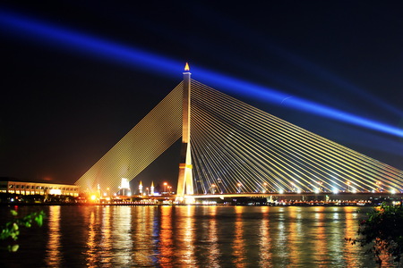 Night scene at Praram 8 Bridge is one of top night scene in Thailand. It is also one of landmark of Bangkokの写真素材