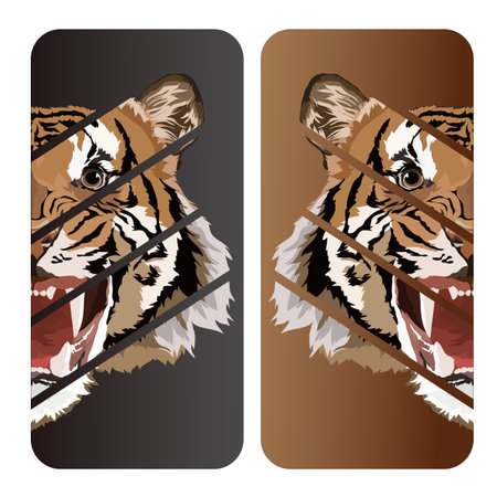 Half head tiger vector illustrationのイラスト素材